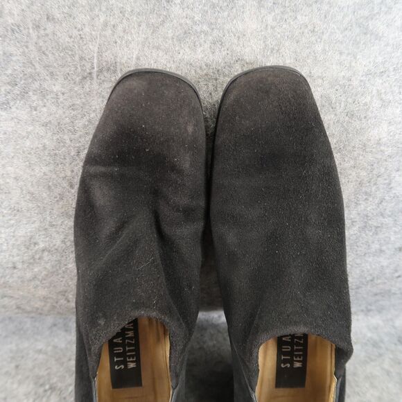 Stuart Weitzman Shoe Women 7.5 Pump Block Heel Slip On Classic Leather Black 90s - Picture 7 of 16